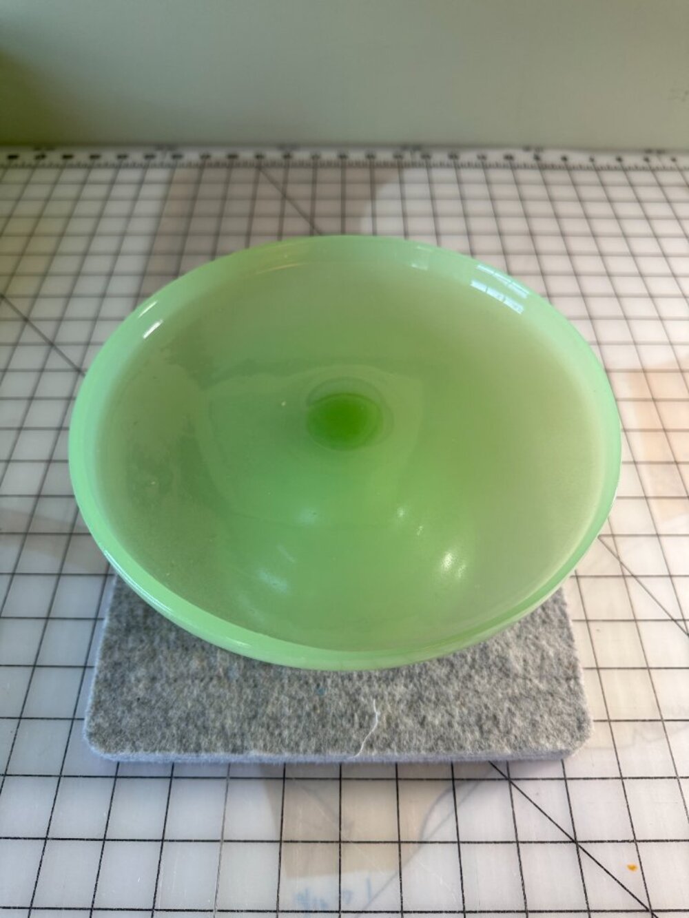Mosser Jadeite Glass Pedestal Cake Stand Plain & Simple Green Jadite - Picture 4 of 12